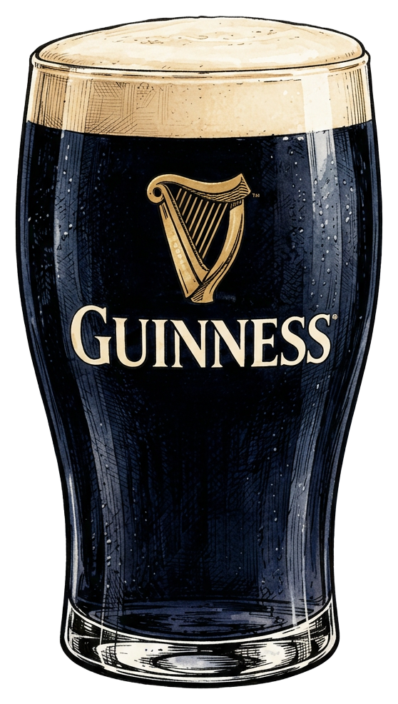 Guinness illustrated branded beer glass
