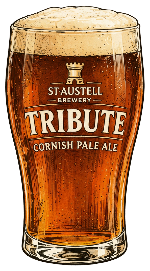 Tribute illustrated branded beer glass
