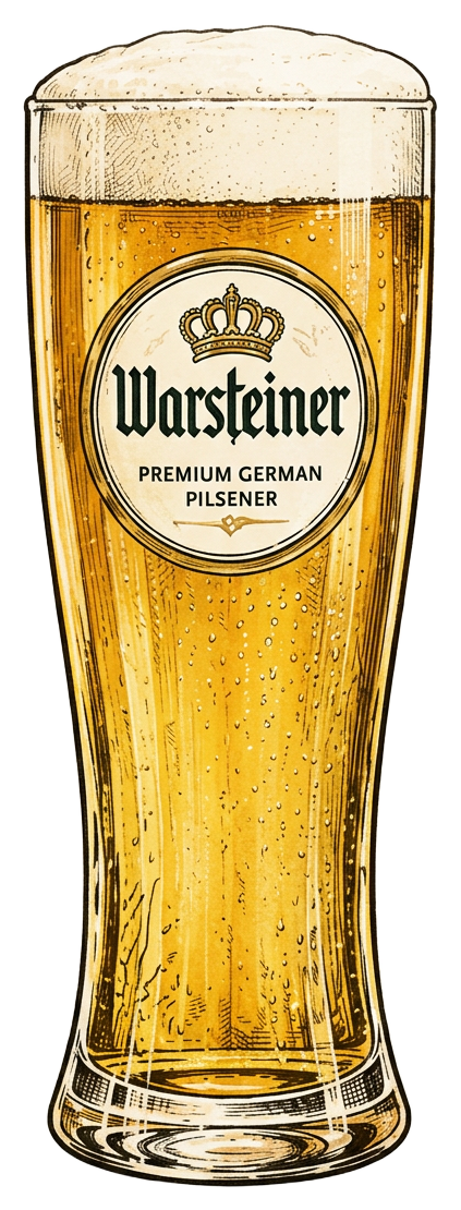 Warsteiner illustrated branded beer glass